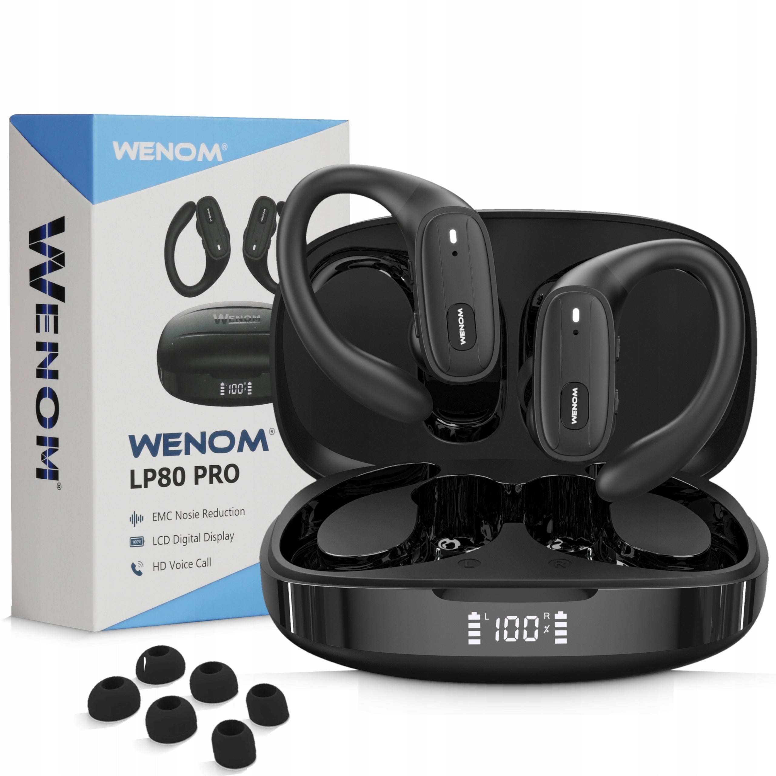 WIRELESS Headphones WENOM behind-the-ear Bluetooth BASS original in-ear