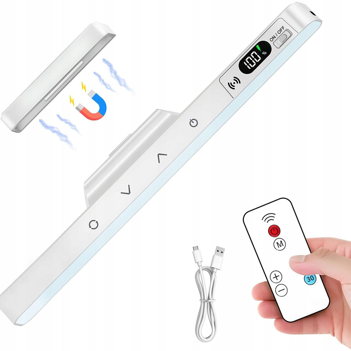 WIRELESS LED MAGNETIC WALL LAMP WITH REMOTE CONTROL 2000mAh 5 Modes Color white