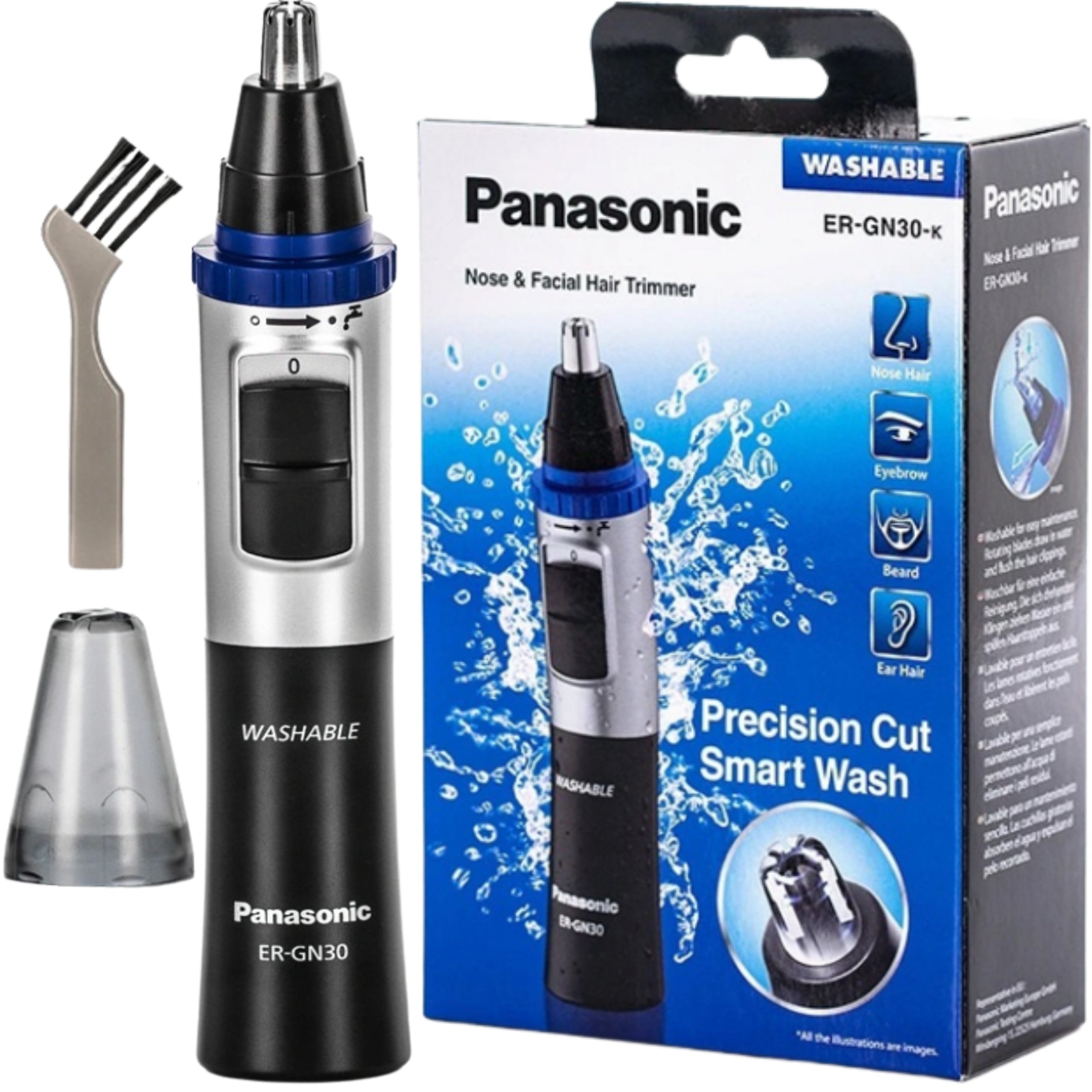 WIRELESS Nose Trimmer Eyebrow WATERPROOF 2in1 FOR SHAVING HAIR BATTERIES Dominant color silver/gray