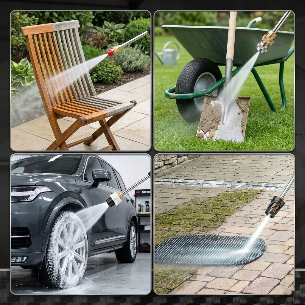WIRELESS PRESSURE WASHER FOR GARDEN, POWER CUBE WINDOWS Model MYJKA NA AKUMULATOR CIŚNIENIOWA WYMIENNE DYSZE