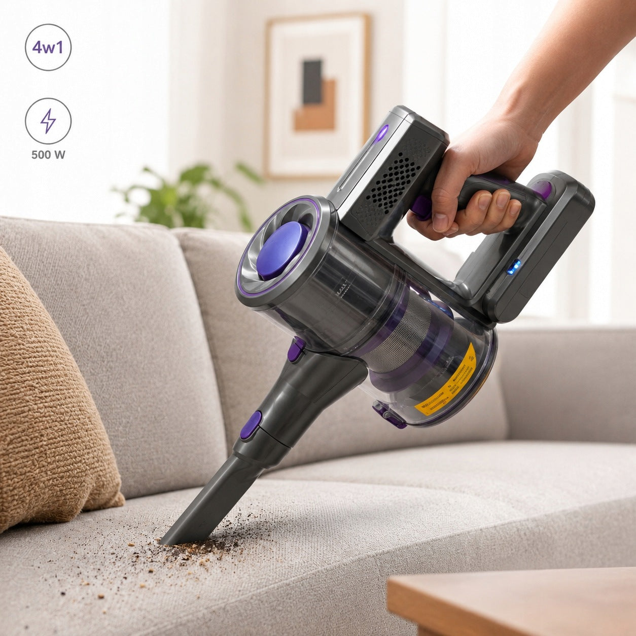 WIRELESS VACUUM CLEANER VERTICAL HANDHELD 4W1 500W 30kPa LED HEPA AIRDWELLER Manufacturer code ADTJF9