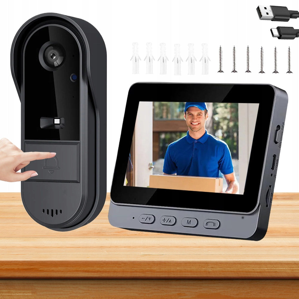 WIRELESS VIDEO INTERCOM 43 INCH IP65 LED 170 DEGREE MEMORY AND PHOTOS
