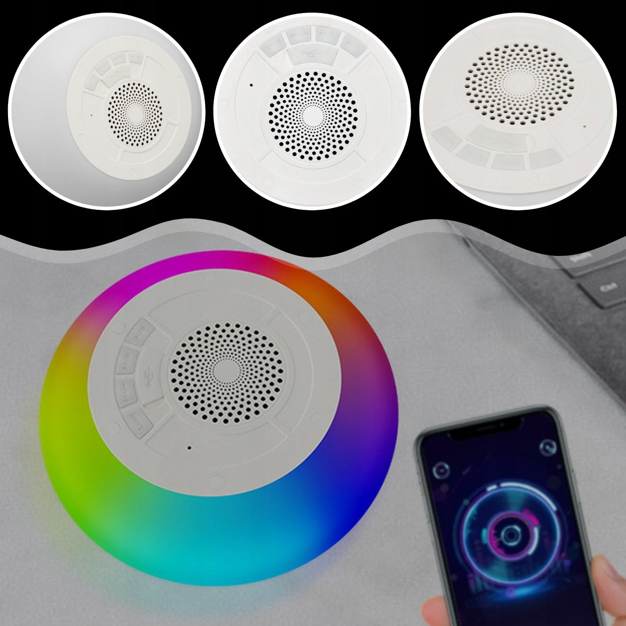 WIRELESS WATERPROOF SPEAKER FOR SWIMMING POOL BLUETOOTH LED RGB FLOATING Manufacturer code PŁYWAJĄCY GŁOŚNIK BASENOWY RGB BLUETOOTH BT
