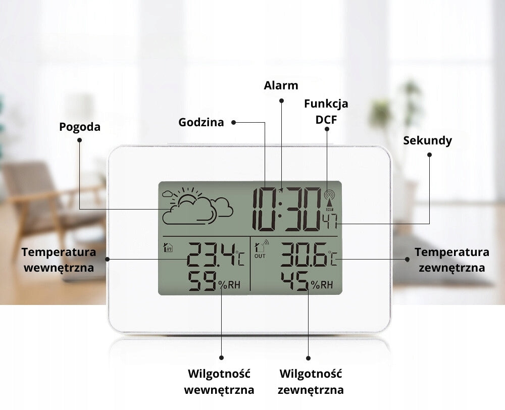 WIRELESS WEATHER STATION BAROMETER HYGROMETER LCD THERMOMETER Meteo White Packaging status original
