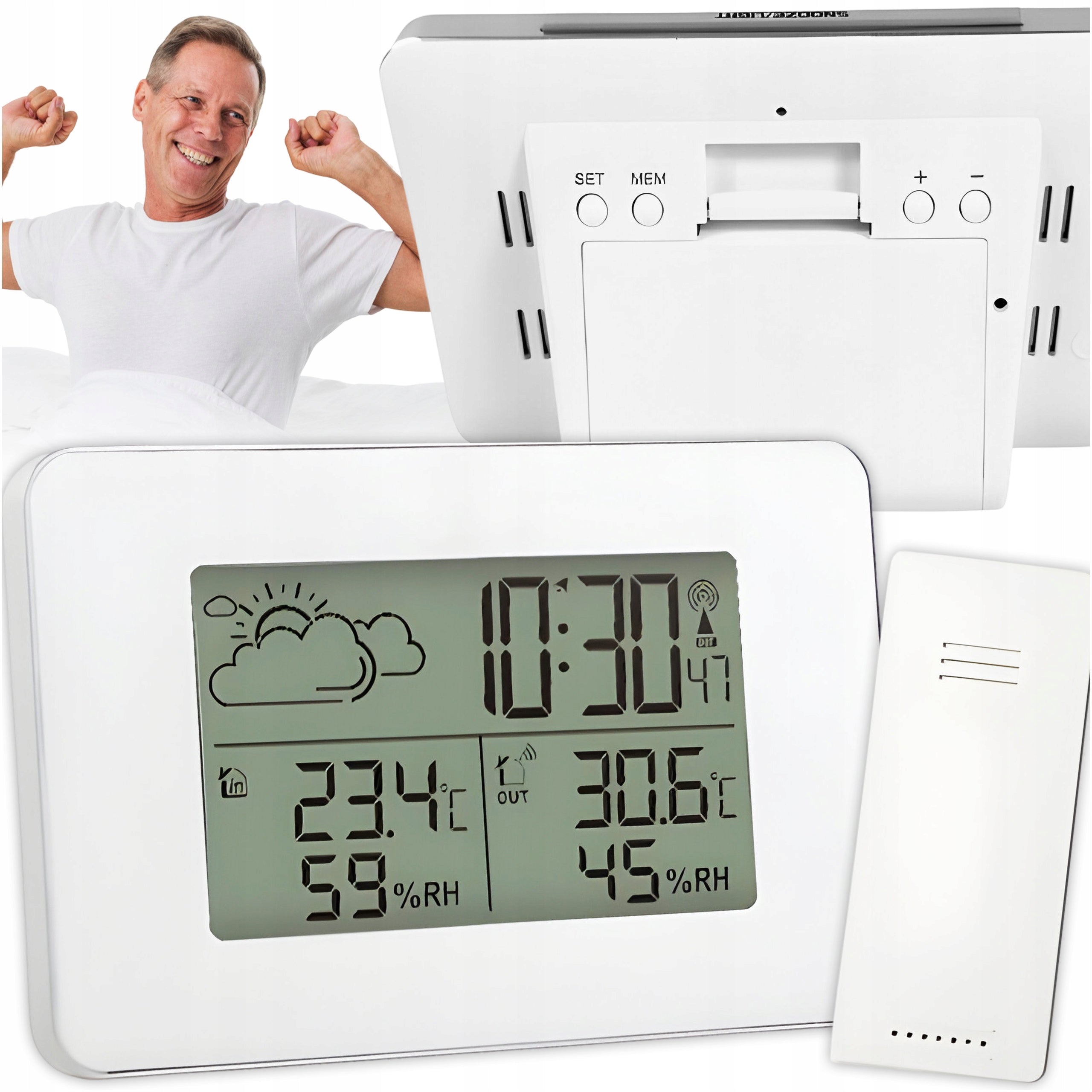 WIRELESS WEATHER STATION BAROMETER HYGROMETER LCD THERMOMETER Meteo White