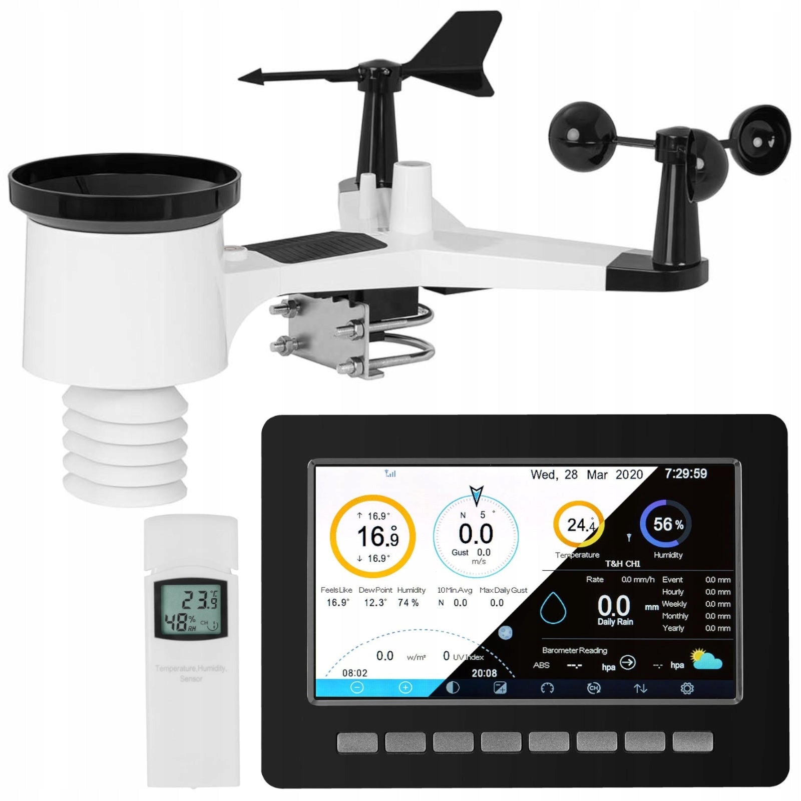 WIRELESS WEATHER STATION SOLAR 7IN1 LCD WIFI 100M