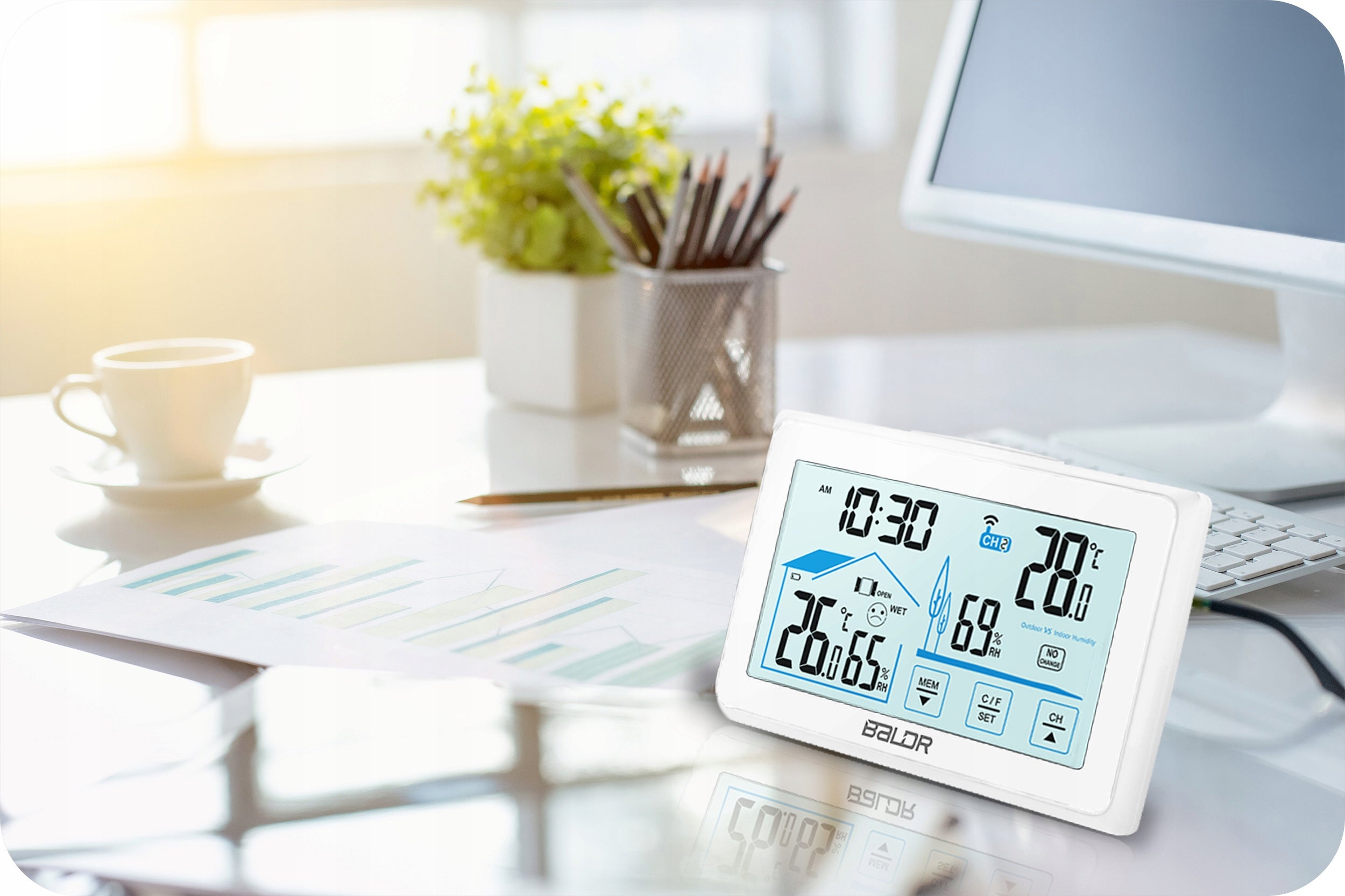 WIRELESS WEATHER STATION WEATHER HYGROMETER + SENSOR Brand Baldr