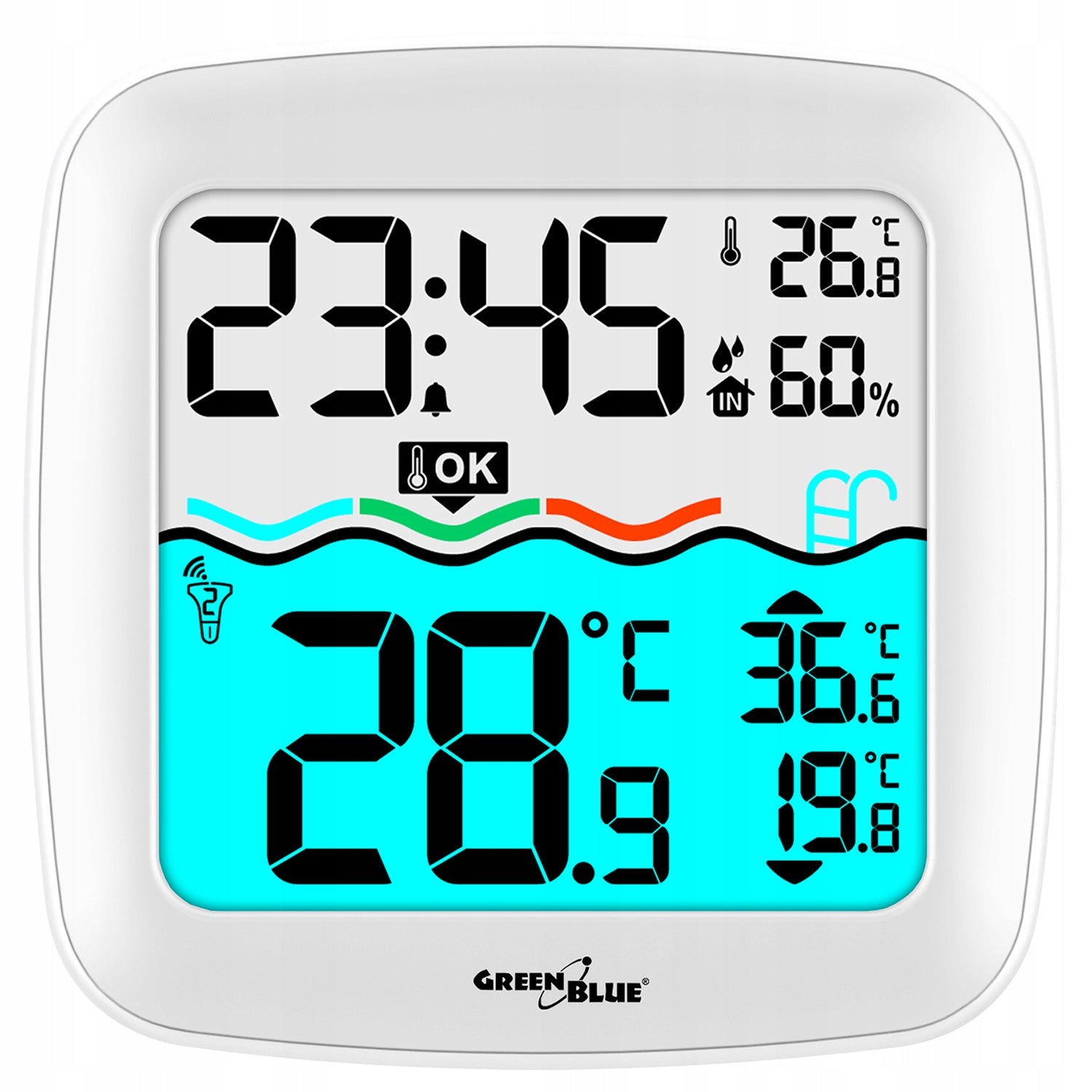 WIRELESS WEATHER STATION WITH POOL THERMOMETER FLOATING RANGE 60m Product weight with unit packaging 0.03 kg