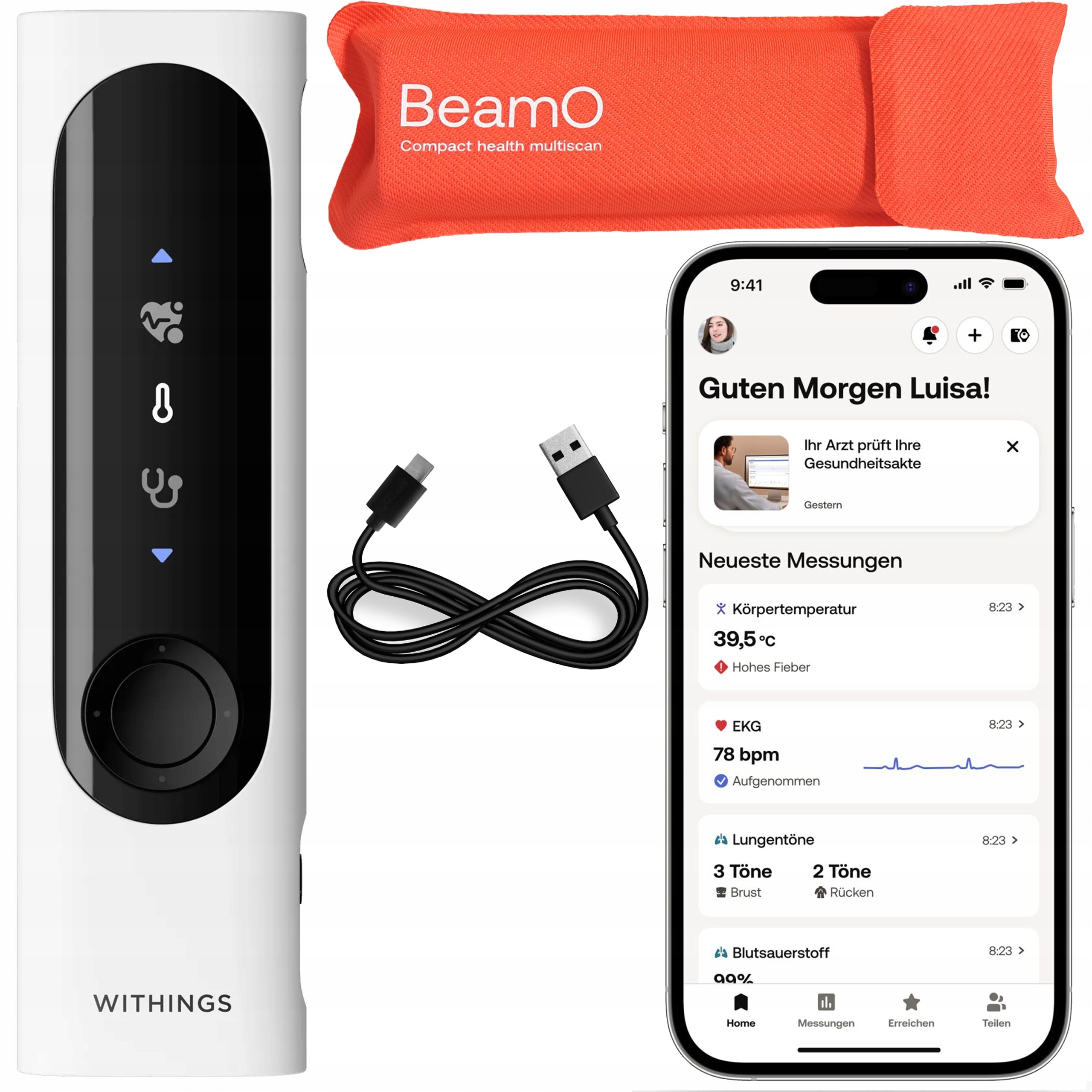 WITHINGS BeamO - Multifunction Device Thermometer / Pulse Oximeter / ECG