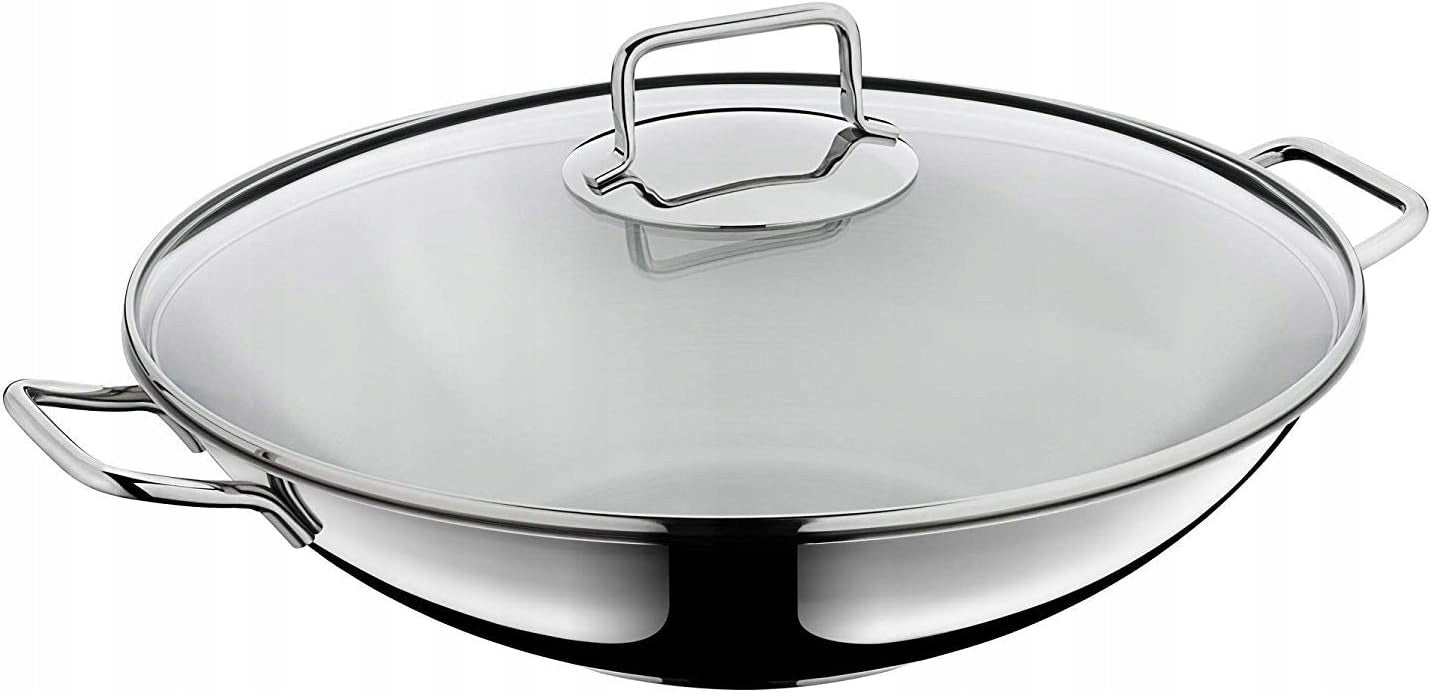 WMF wok pan spherical stainless steel 36cm induction with glass lid