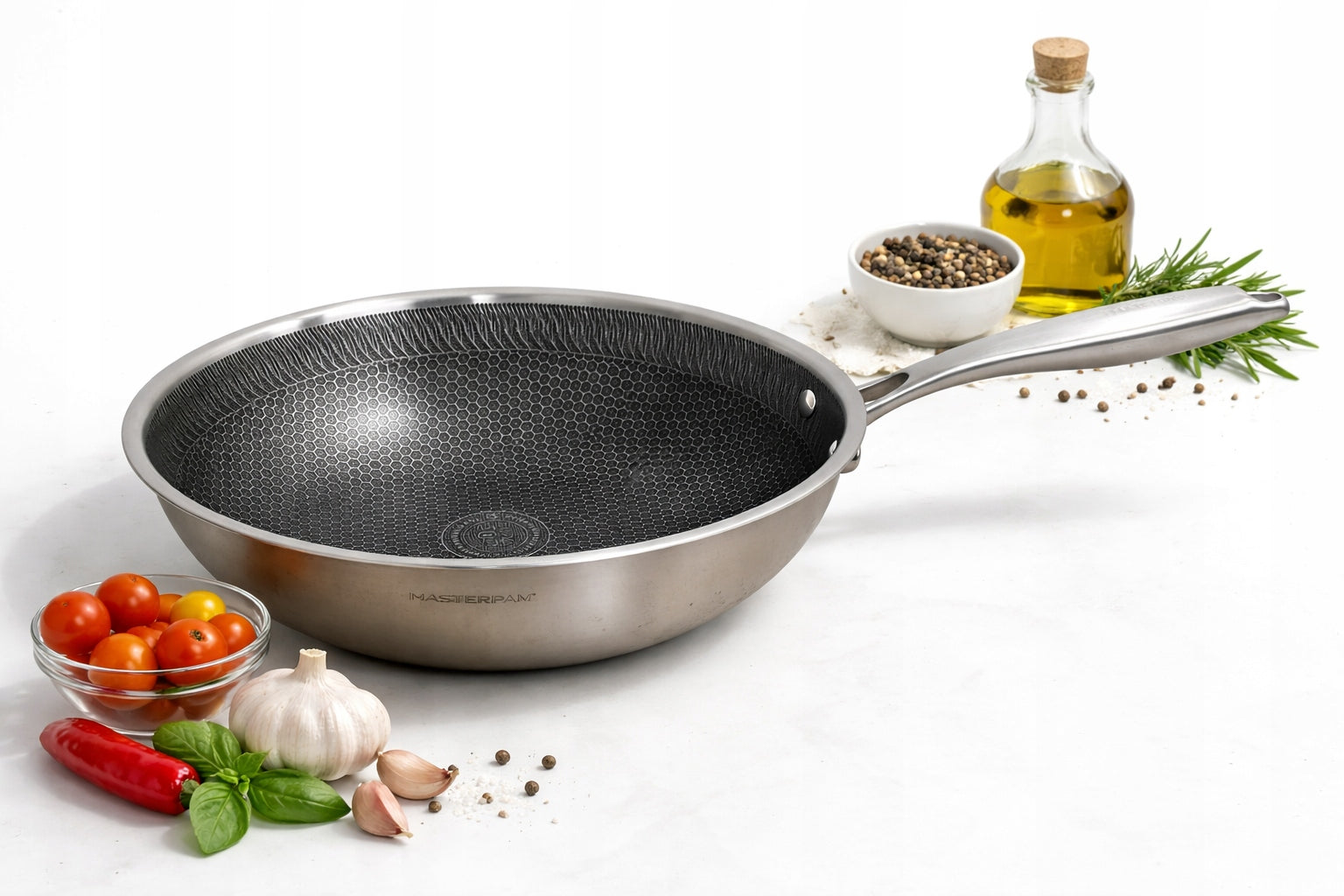 WOK 28 cm steel pan with honeycomb coating – induction