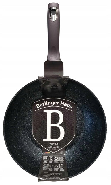 WOK BERLINGER HAUS 28 CM GRAPHITE BLACK CARBON TURBO INDUCTION DISHWASHER Brand Berlinger Haus