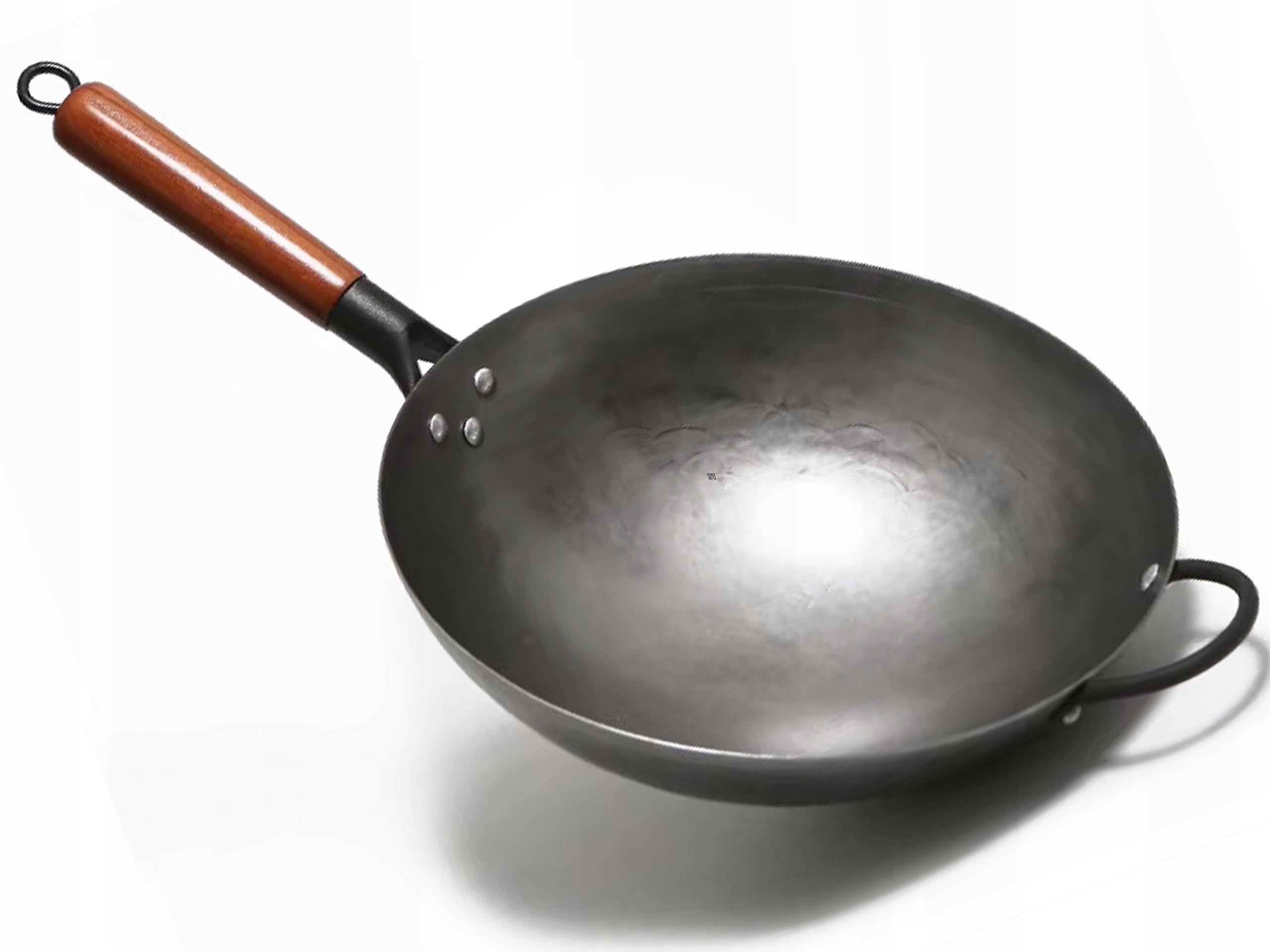 WOK CHINESE FORGED STEEL PAN DEEP CHINESE WOODEN HANDLES 36CM