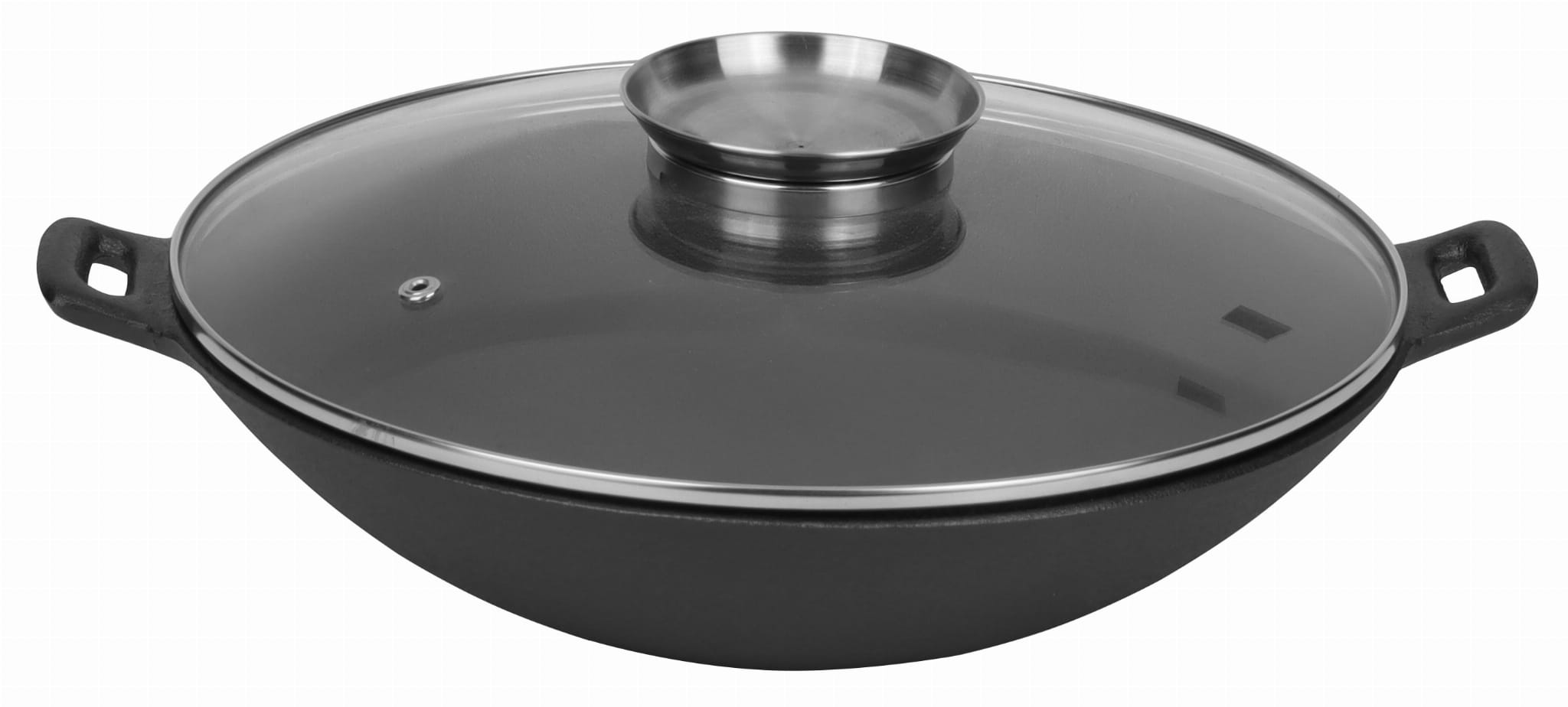 WOK Cast Iron Pan 31cm with Lid INDUCTION GAS