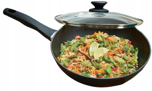 WOK PAN WITH LID 26 CM BLACK SMUKEE INDUCTION NON-STICK DISHWASHER