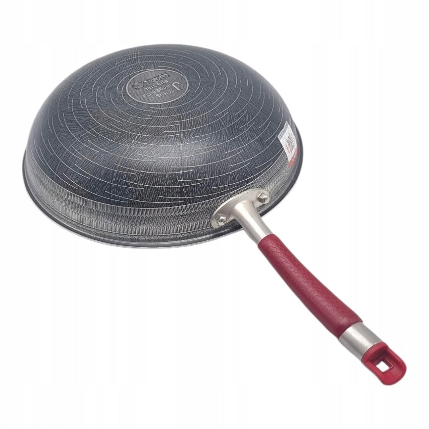 WOK PAN WITH LID HONEYCOMB STAINLESS STEEL INDUCTION 32cm DEEP Brand no brand