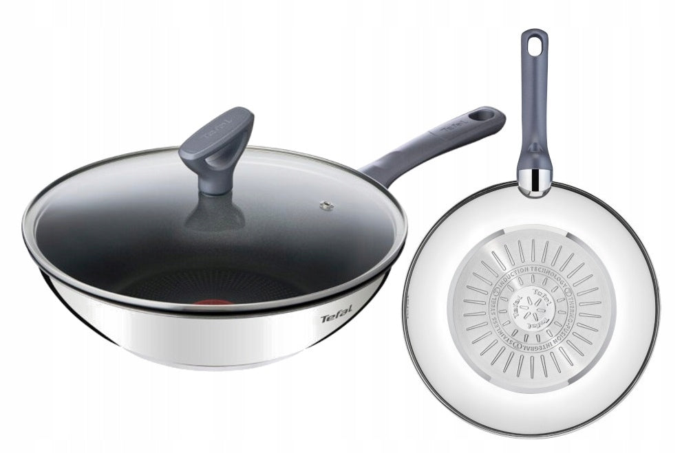 WOK PAN WITH LID NON-STICK NON-STICK SOLID STEEL 28CM XXL Diameter 28 cm