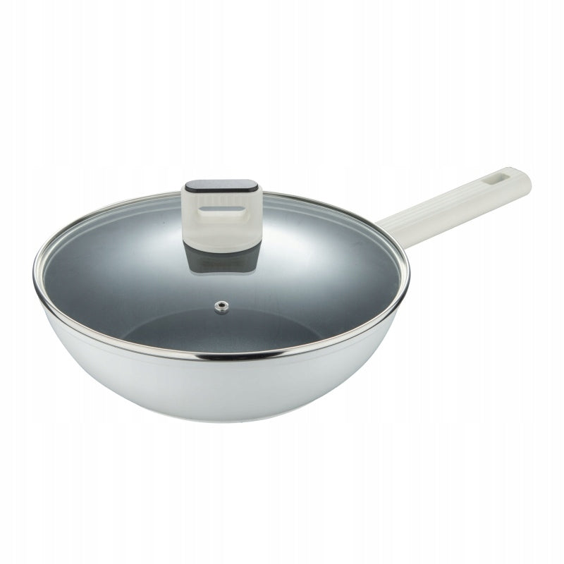 WOK pan with lid with non-stick surface LINES 28 cm