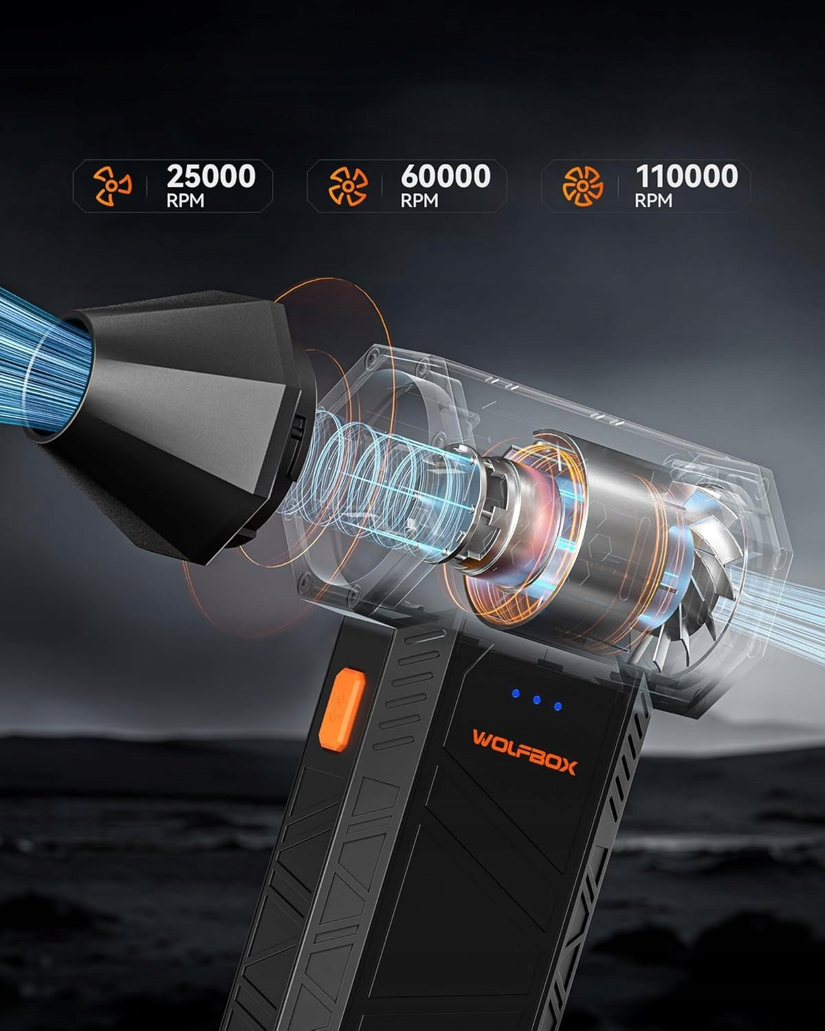 WOLFBOX MF50 POWERFUL air blower 110000 RPM compressor Air Duster 2026 Air velocity 144 km/h