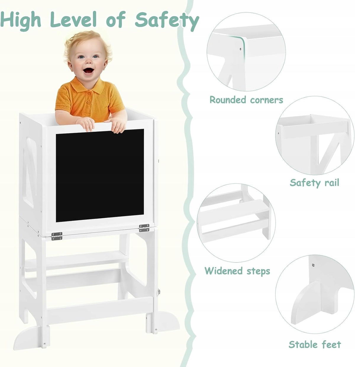 WOLTU MONTESSORI EDUCATIONAL TOWER 3 IN 1 TABLE BENCH BOARD SECURITY Brand Woltu