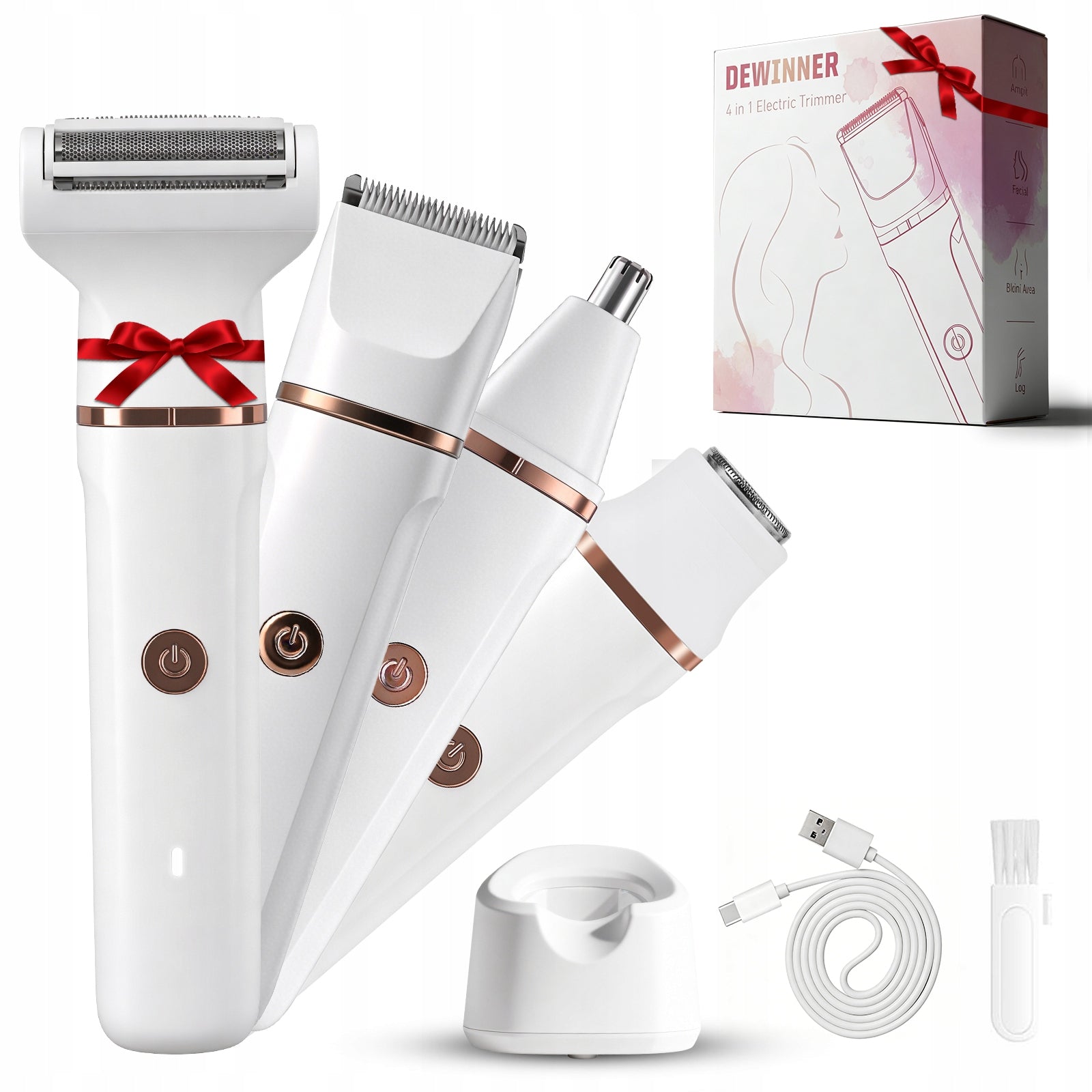 WOMEN'S BODY SHAVER BIKINI LEG ARMPIT CORDLESS WATERPROOF 4IN1