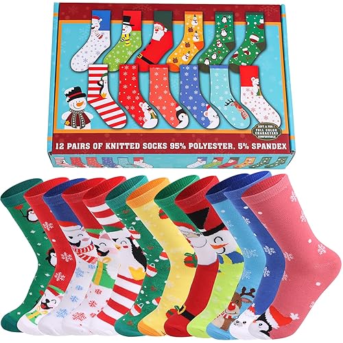 WOMEN'S CHRISTMAS SOCKS MEN'S 12 PAIRS ADVENT CALENDAR GIFT
