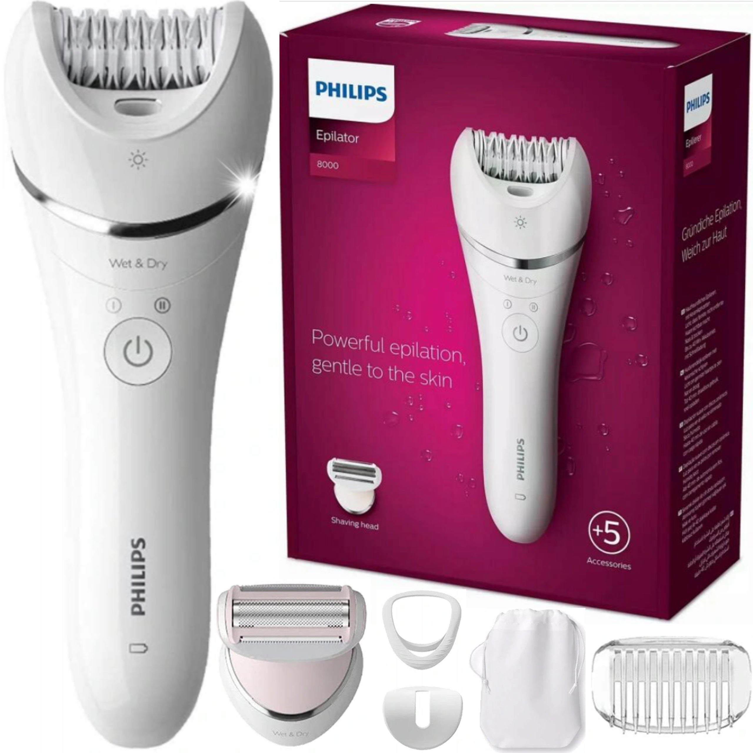 WOMEN'S EPILATOR PHILIPS + SHAVER + CASE QUICK GENTLE RELIABLE