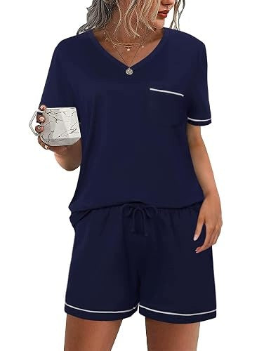 WOMEN'S PAJAMAS SHORT COTTON SUMMER LACE T-SHIRT PANTS POCKETS Brand no brand
