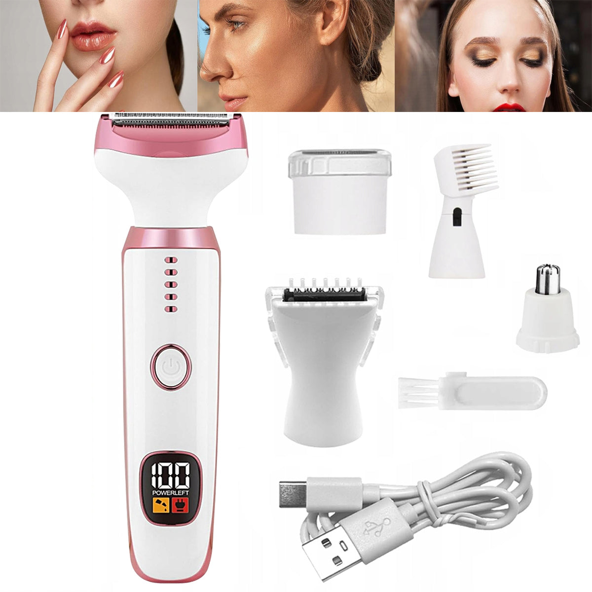 WOMEN'S SHAVER BODY EPILATOR BIKINI LEGS ARMPIT USB-C 5IN1