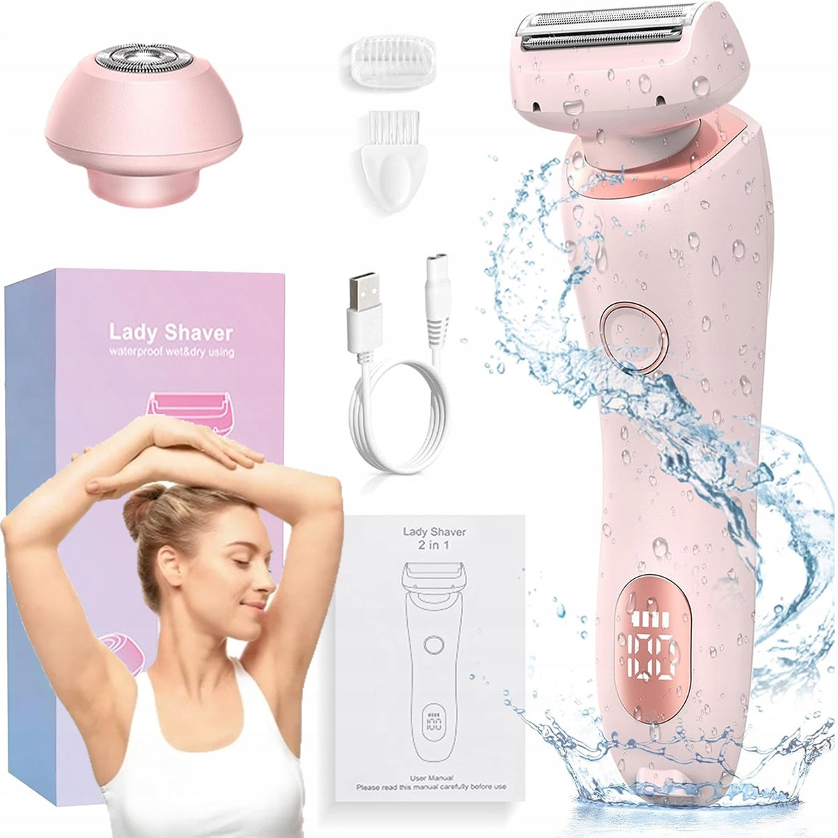 WOMEN'S SHAVER BODY LEG EPILATOR INTIMATE PLACES FOR ARMPITS USB TRIMMER