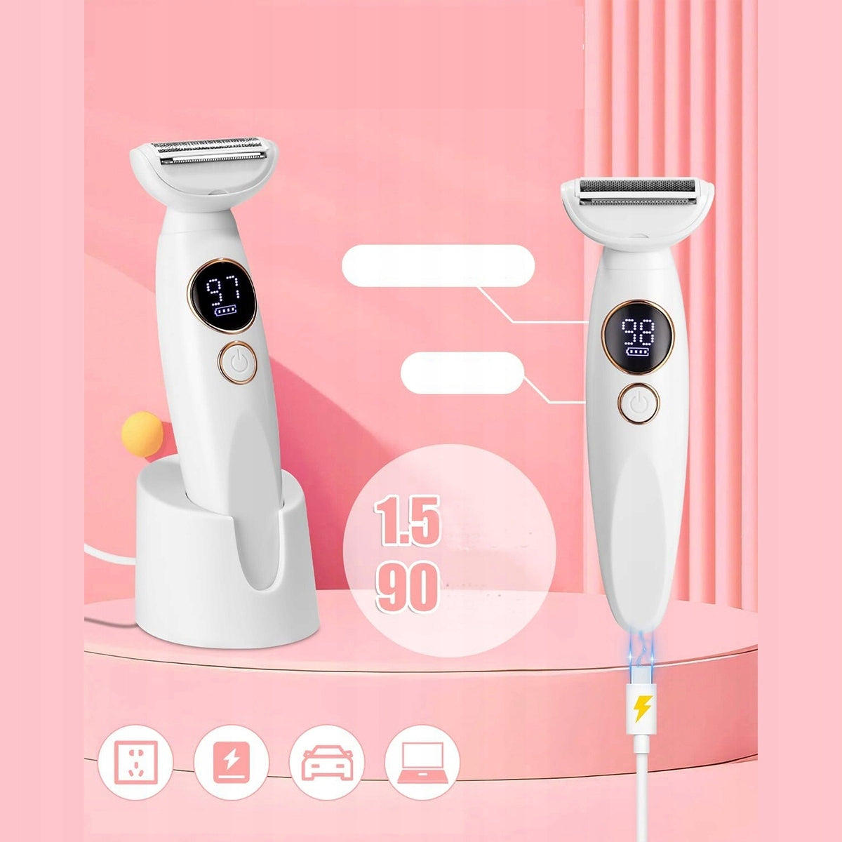 WOMEN'S SHAVER FOR BODY LEGS BIKINI ARMPITS TRIMMER GENTLE USB Packaging status original
