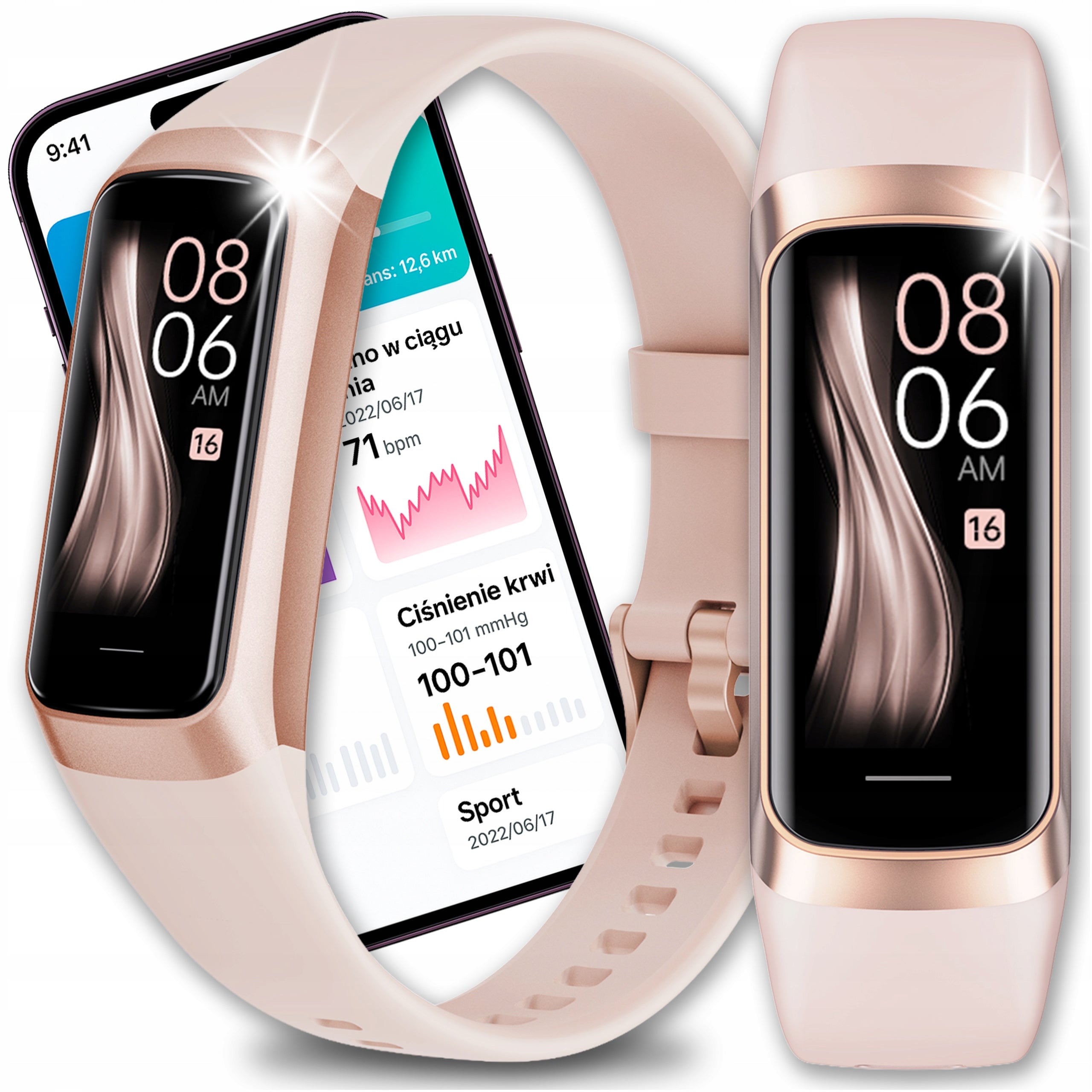 WOMEN'S SMARTWATCH SMARTBAND CALLS SPORT HEART RATE NOTIFICATIONS POLISH MENU