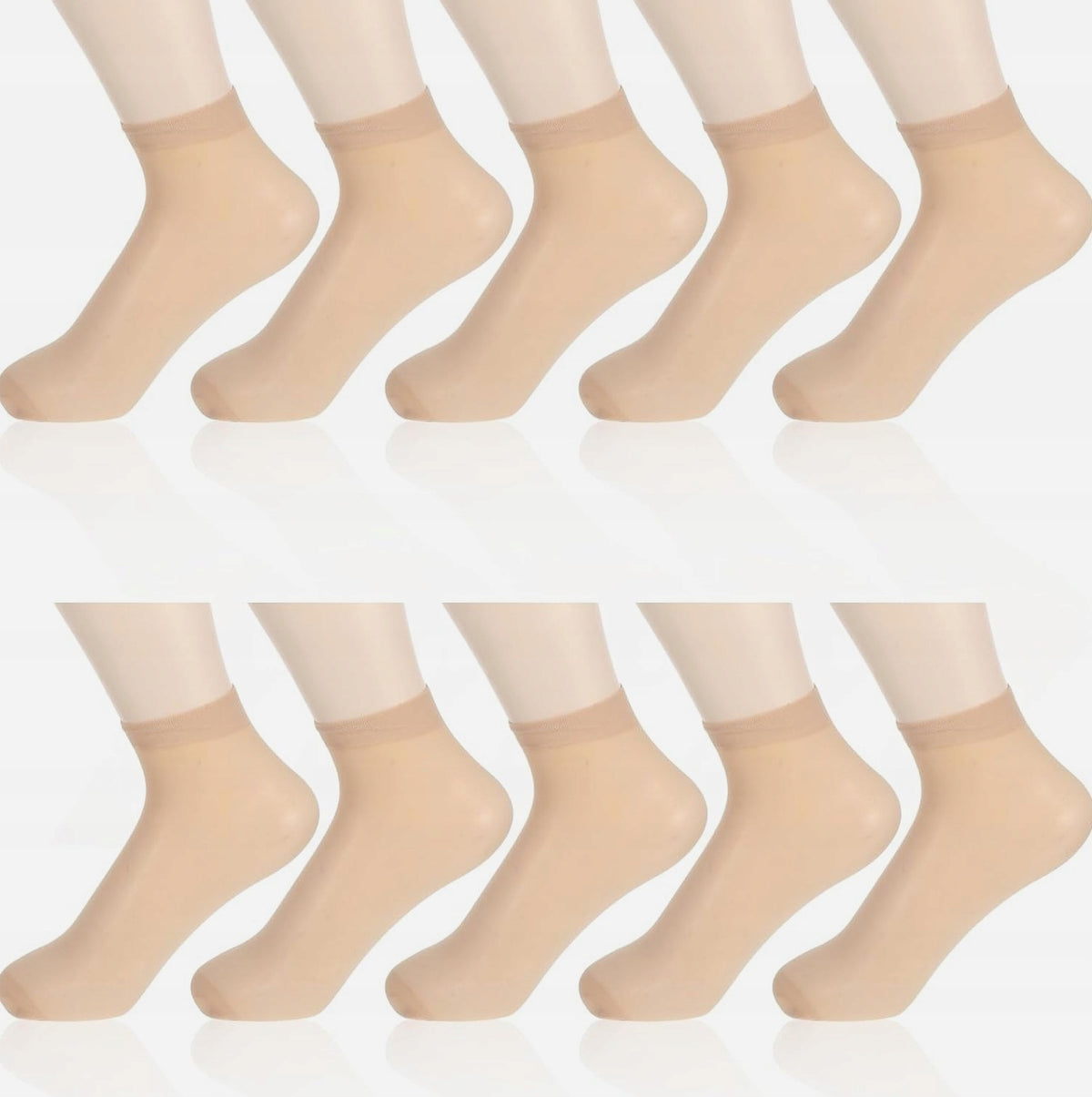 WOMEN'S SOCKS 10 PAIRS TRANSPARENT NYLON ULTRA-THIN SHORT FASHIONABLE