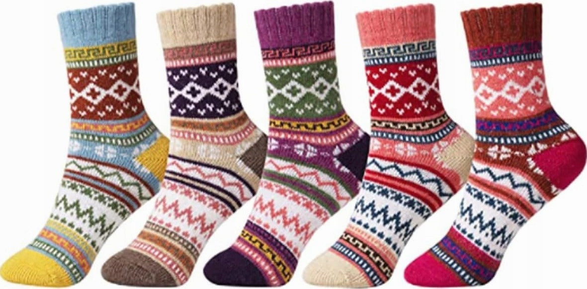 WOMEN'S SOCKS WARM WOOL COTTON POLYESTER SET OF 5 PAIRS