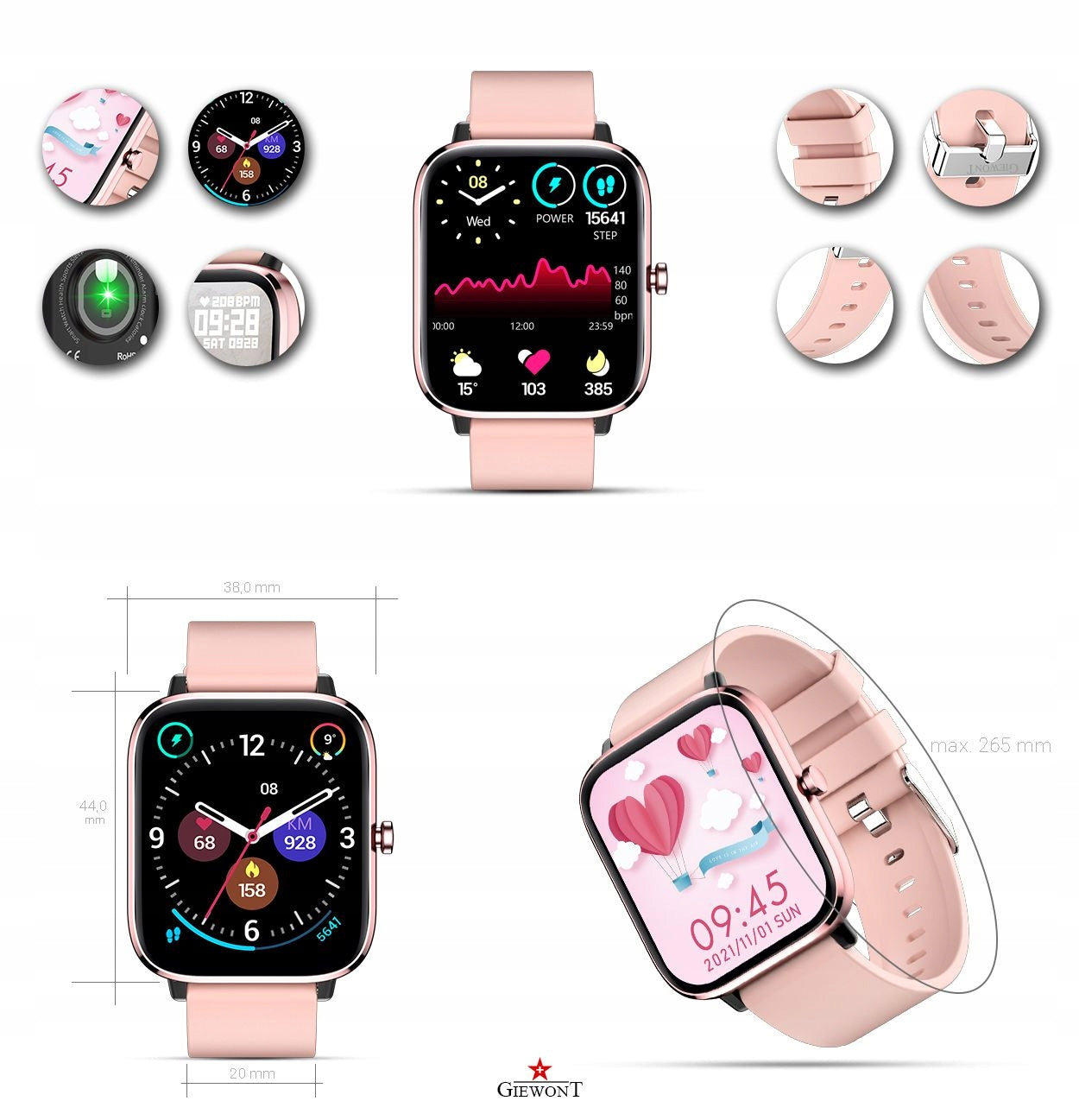 WOMEN'S WATCH SMARTWATCH GIEWONT GW230-1 ROSE GOLD BT CALL TALK Packaging status original