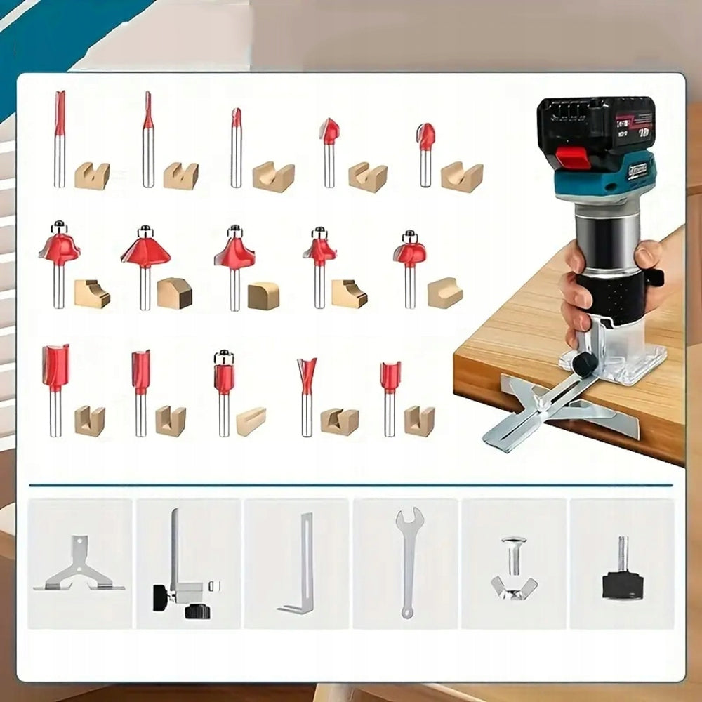 WOOD SPINDLE MILLING MACHINE UNIVERSAL MANUAL + SET OF CUTTERS Power supply rechargeable battery