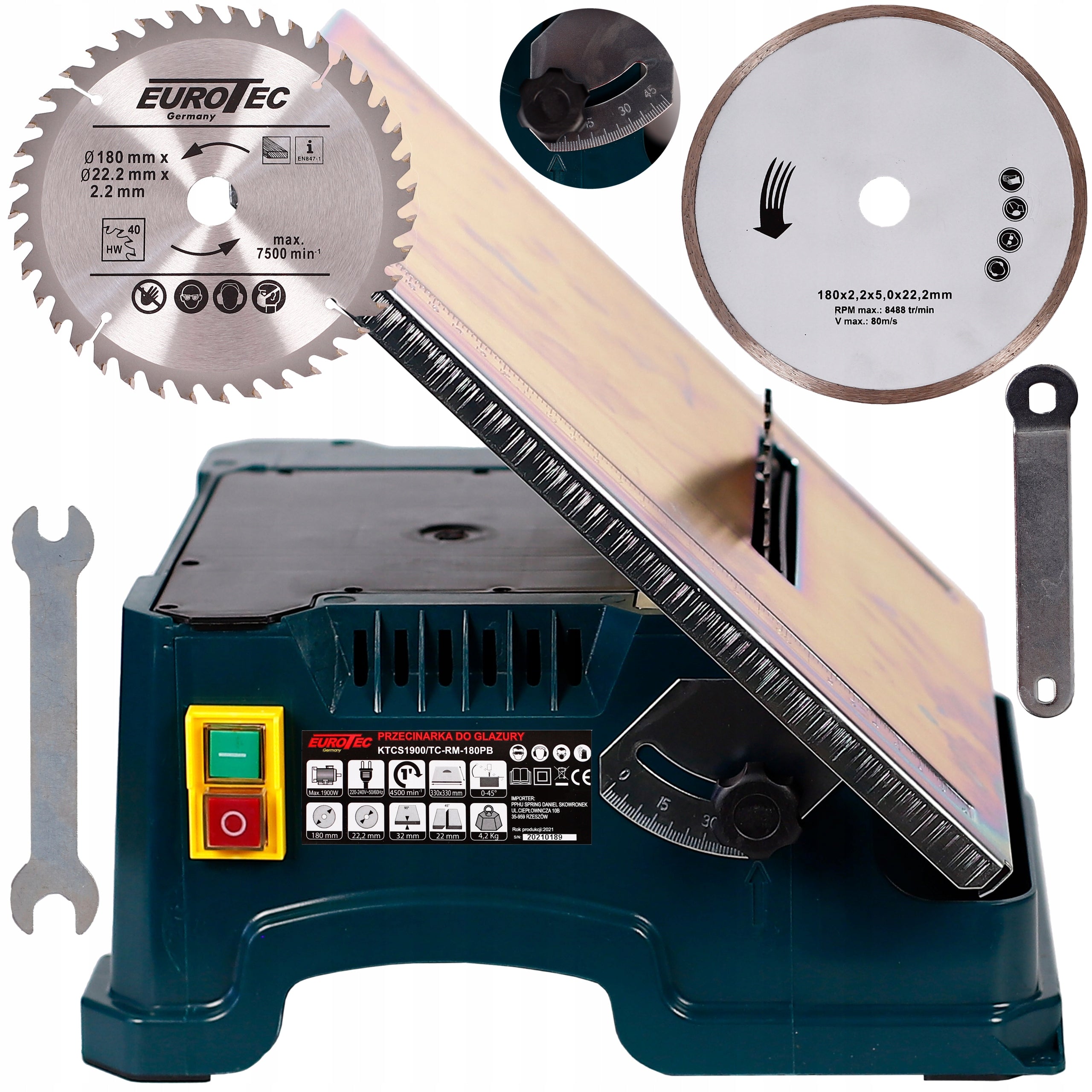 WOOD TILE GLAZE SAW 2IN1 TABLE SAW 1900W+ DISCS