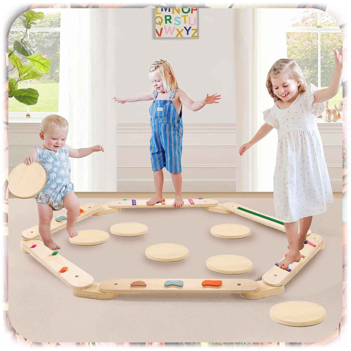 WOODEN BALANCE TRACK SENSORY PATH MONTESSORI 18 EL BOY'S DAY Packaging status original