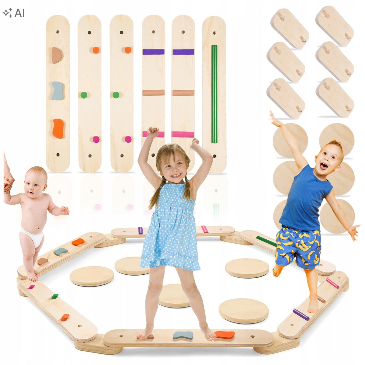 WOODEN BALANCE TRACK SENSORY PATH MONTESSORI 18 EL BOY'S DAY