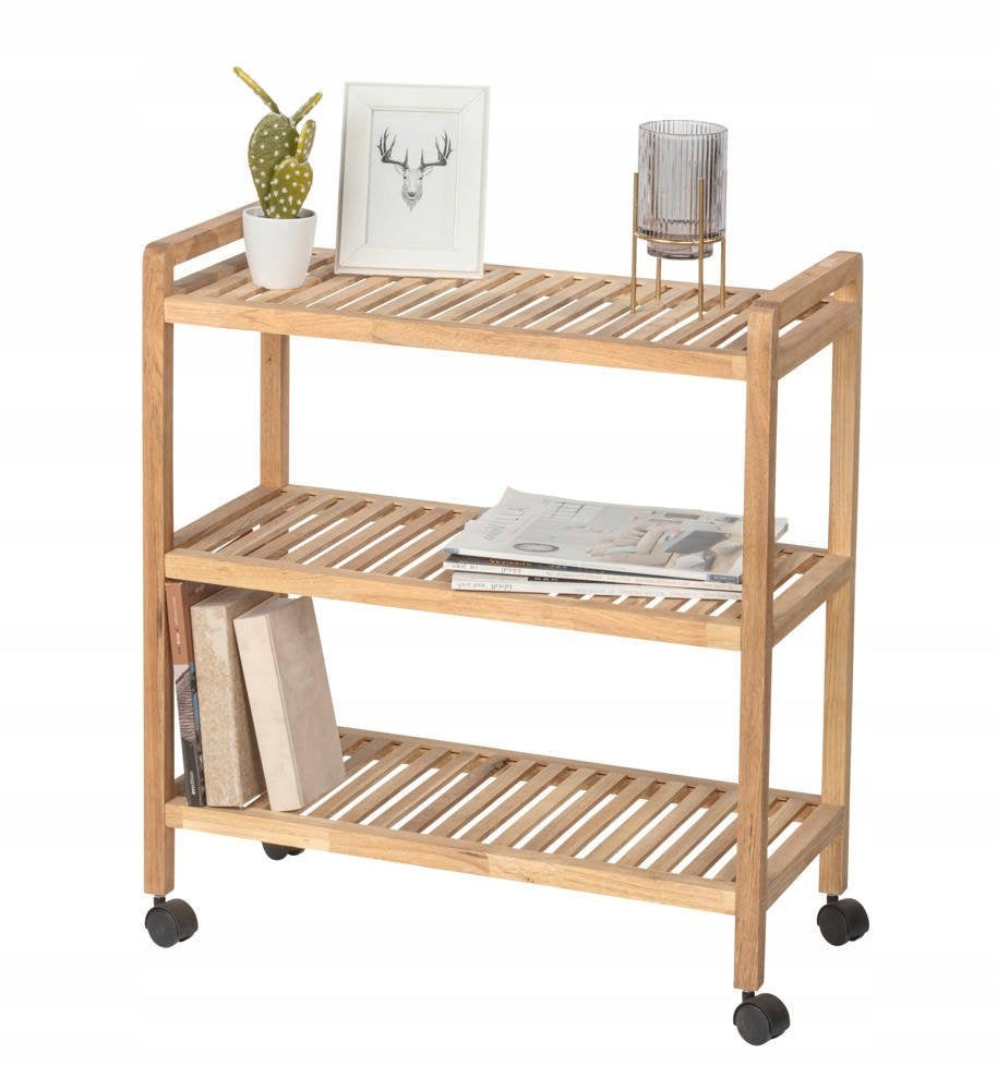 WOODEN BATHROOM RACK ON WHEELS SHELF FOR TOWELS COSMETICS 3 LEVELS Furniture depth 31 cm