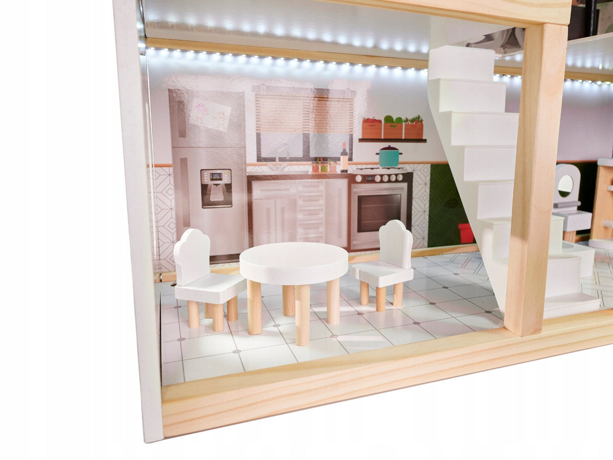 WOODEN BOHO DOLLHOUSE WITH LED LIGHTING – HIT Manufacturer code KX5944