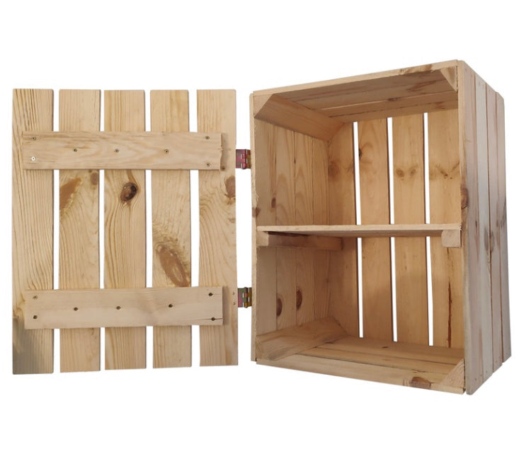 WOODEN BOX CONTAINER TRUNK WITH SHELF