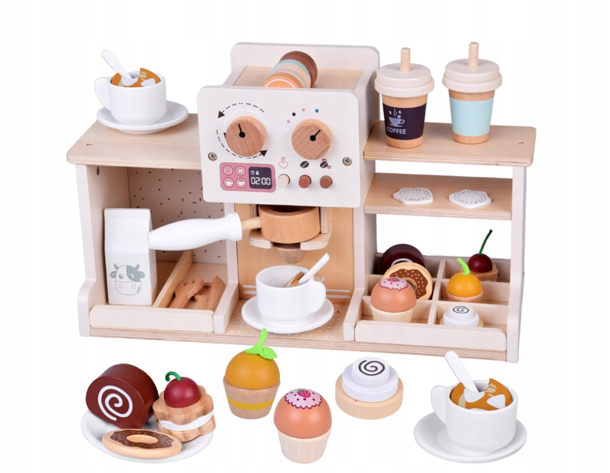 WOODEN CAFE FOR CHILDREN COFFEE SHOP EXPRESS CUPS DESSERTS