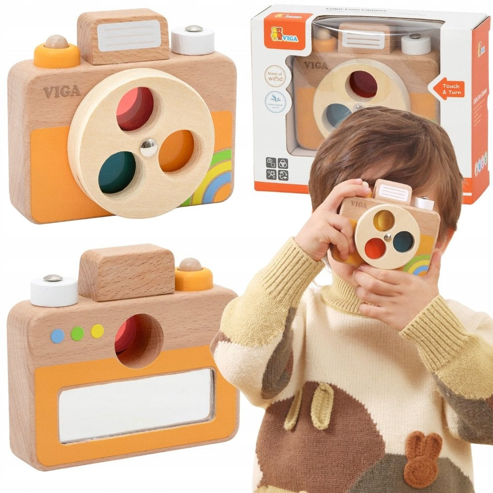 WOODEN CAMERA WITH SOUND COLORFUL SELFIE LENSES VIGA