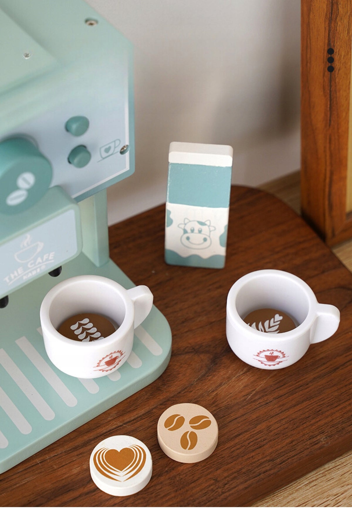WOODEN COFFEE MAKER FOR CHILDREN WITH CUP ACCESSORIES Kid's age 3+ years