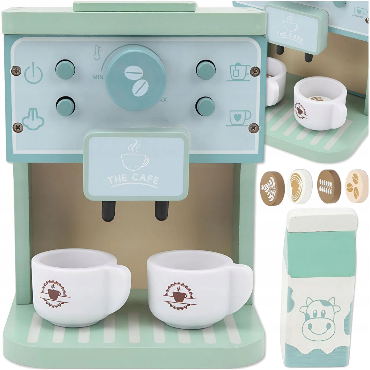 WOODEN COFFEE MAKER FOR CHILDREN WITH KITCHEN ACCESSORIES CUPS GIFT EAN (GTIN) 5906186335903