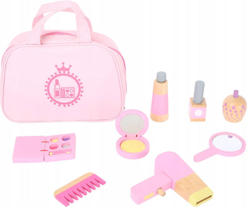 WOODEN COSMETIC BAG SET WITH ACCESSORIES Color pink