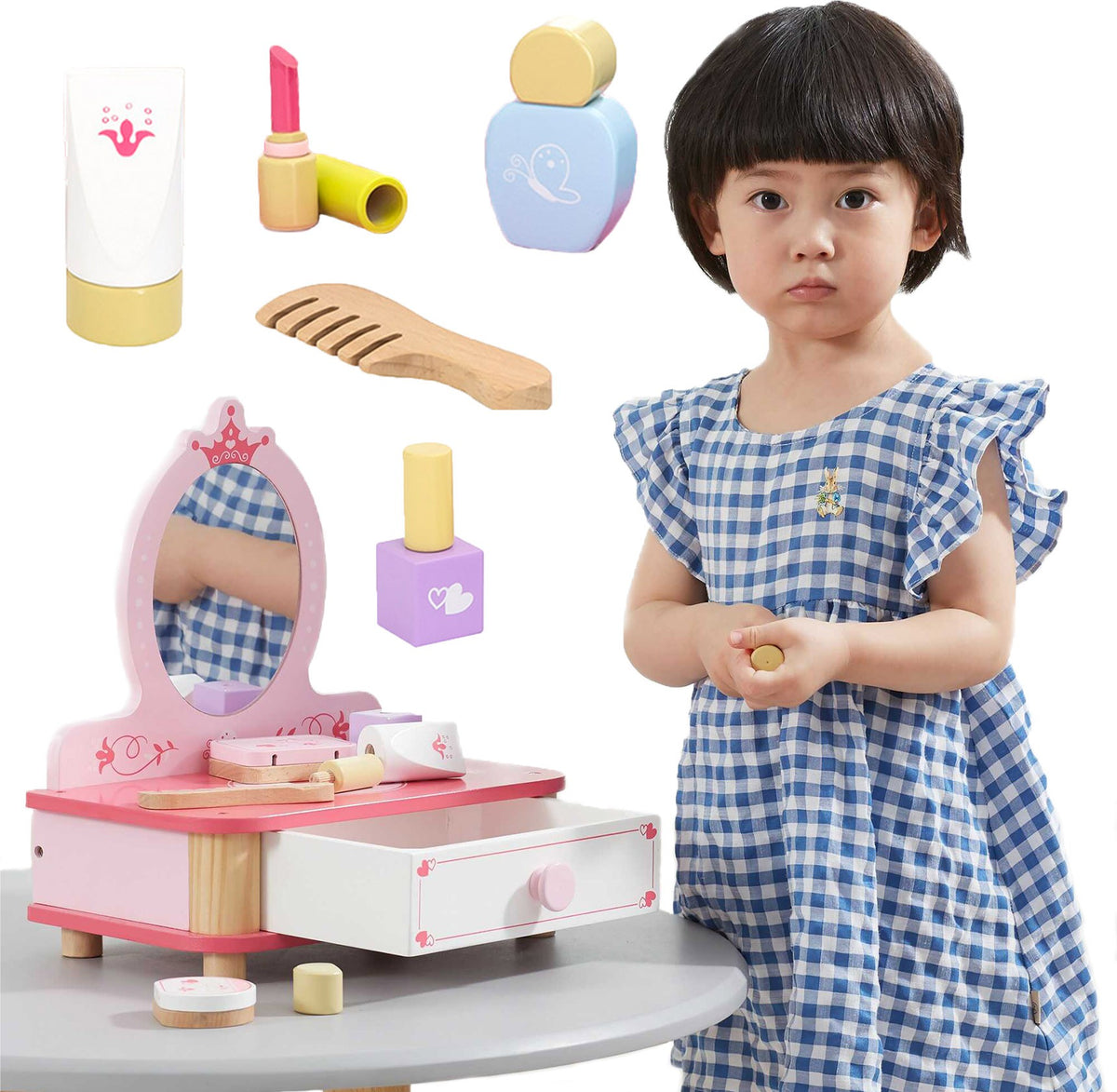 WOODEN COSMETIC DRESSING TABLE PRINCESS COSMETICS ACCESSORIES VIGA Character/Title other