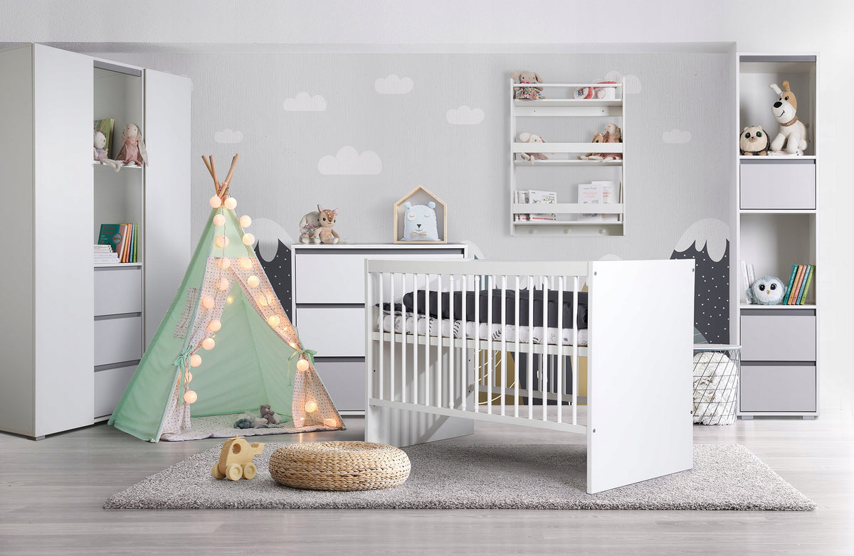 WOODEN COT KLUPŚ FURNITURE DALIA WHITE 120X60 LITTLE SKY Manufacturer code 5901912244788