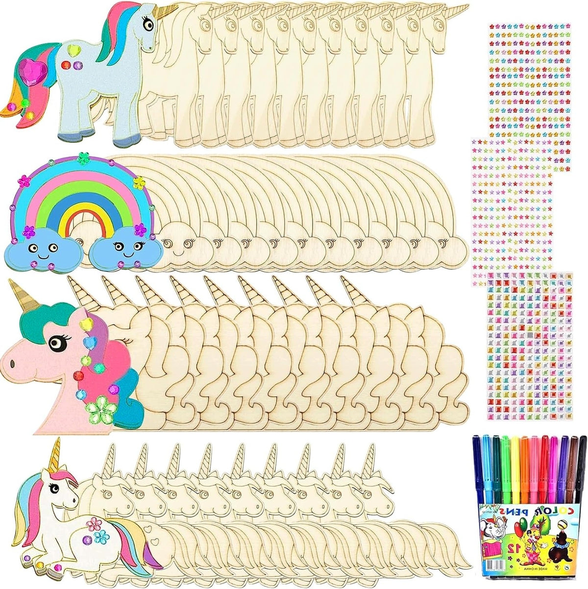 WOODEN DIY AND PAINTING SET WITH ONE-ROTATION 40 ELEMENTS